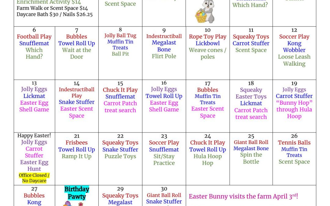 April Calendar Of Activities